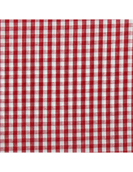 Tissu popeline de coton - Vichy grands carreaux - Rouge