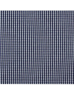 Tissu popeline de coton - Vichy petits carreaux - Bleu marine 2