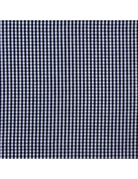 Tissu popeline de coton - Vichy petits carreaux - Bleu marine
