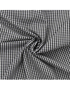 Tissu popeline de coton - Vichy petits carreaux - Noir
