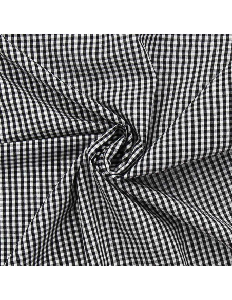Tissu popeline de coton - Vichy petits carreaux - Noir