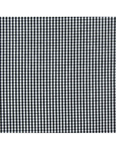 Tissu popeline de coton - Vichy petits carreaux - Noir