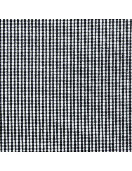 Tissu popeline de coton - Vichy petits carreaux - Noir