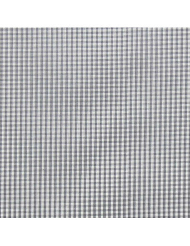 Tissu popeline de coton - Vichy petits carreaux - Gris