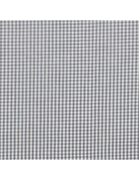 Tissu popeline de coton - Vichy petits carreaux - Gris