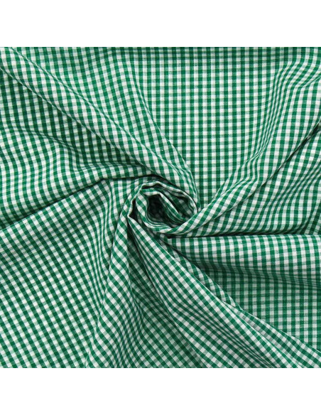 Tissu popeline de coton - Vichy petits carreaux - Vert foncé