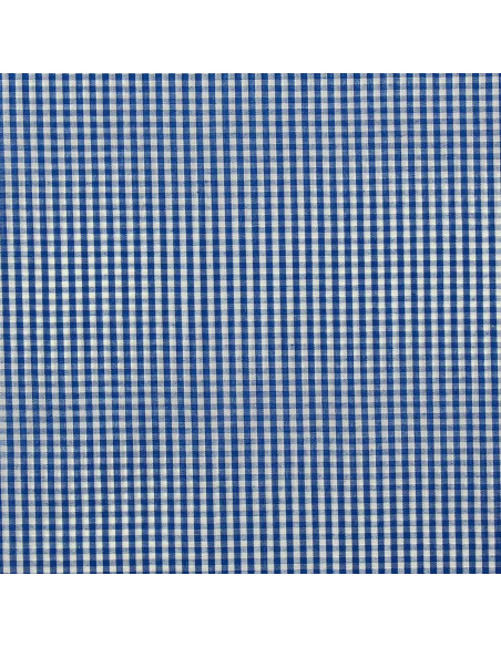 Tissu popeline de coton - Vichy petits carreaux - Bleu