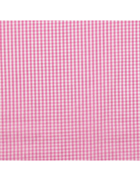 Tissu popeline de coton - Vichy petits carreaux - Rose
