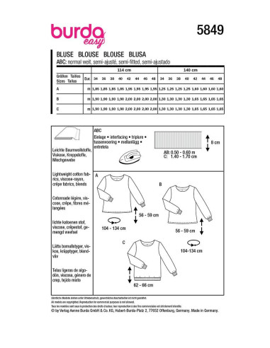 Patron de blouse - Burda 5849