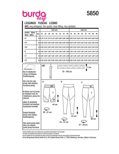 Patron de leggings - Burda 5850