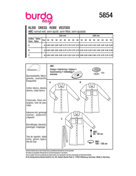 Patron de robe - Burda 5854