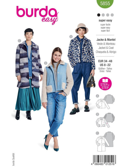 Patron de veste et manteau - Burda 5855