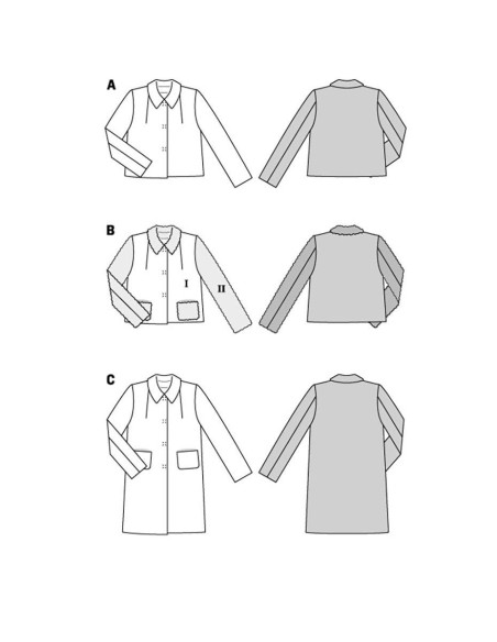 Patron de veste et manteau - Burda 5855