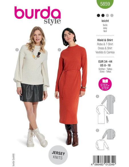 Patron de robe et tee-shirt - Burda 5859