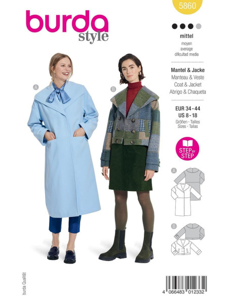Patron de veste et manteau - Burda 5860