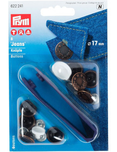 Boite de 8 boutons jeans 17mm