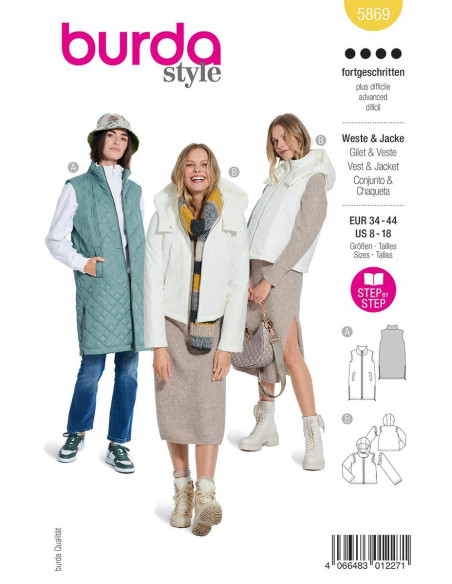 Patron de gilet et veste - Burda 5869