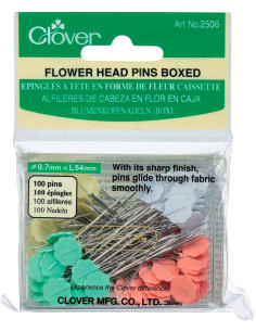 Boite de 100 épingles à tête en forme de fleur Clover