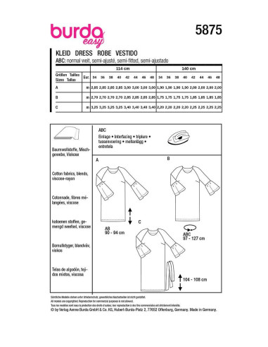 Patron de robe - Burda 5875