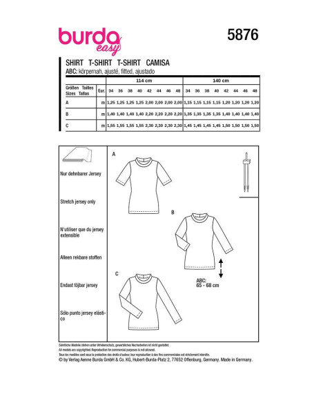 Patron de T-shirt - Burda 5876