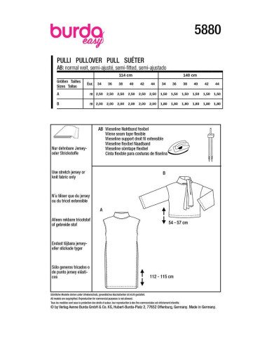 Patron de pull - Burda 5880