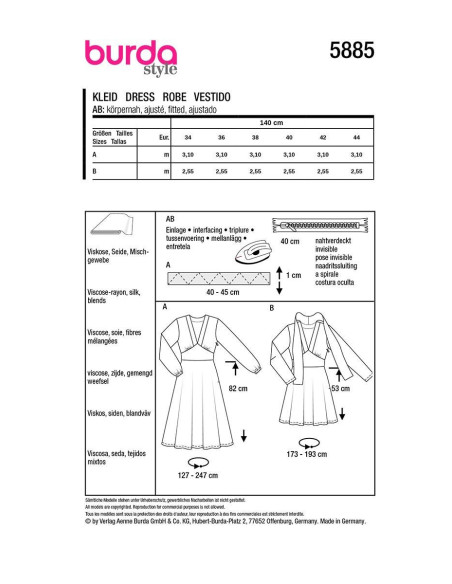 Patron de robe - Burda 5885