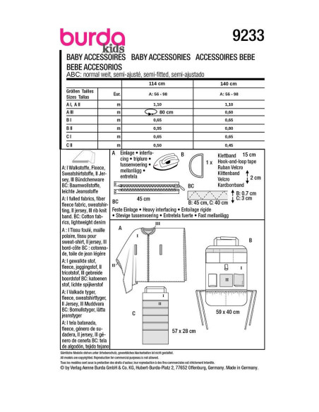 Patron d´accessoires bébé - Burda 9233