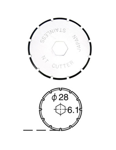 2 lames de rechange perforation pour cutter rétractable NT Cutter 28 mm