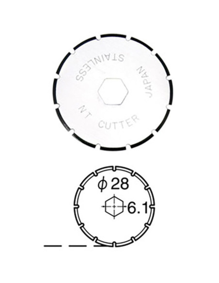 2 lames de rechange perforation pour cutter rétractable NT Cutter 28 mm