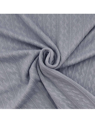 Tissu maille tricot jacquard - Gris bleu