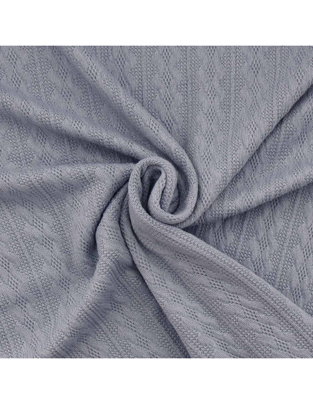 Tissu maille tricot jacquard - Gris bleu