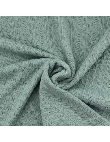 Tissu maille tricot jacquard - Vert de gris