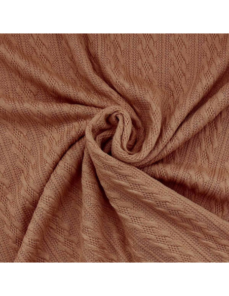 Tissu maille tricot jacquard - Beige foncé
