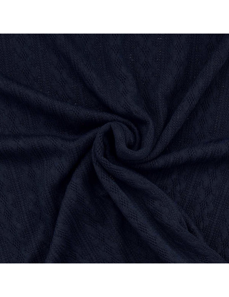 Tissu maille tricot jacquard - Bleu marine