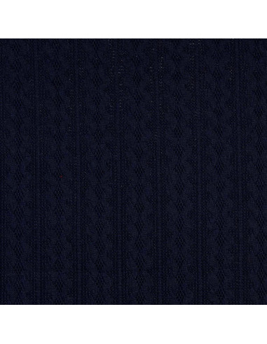Tissu maille tricot jacquard - Bleu marine