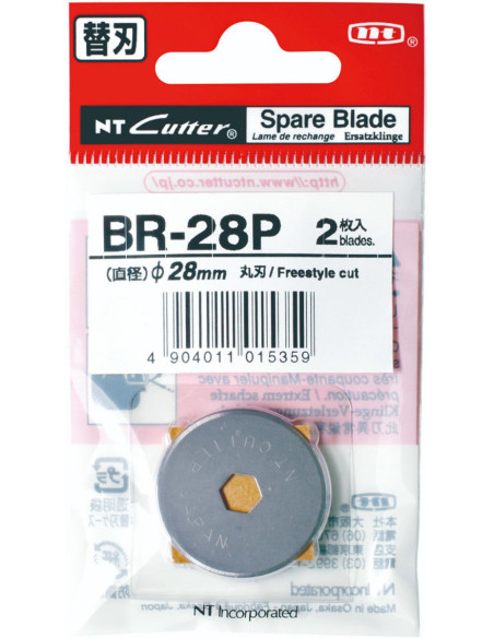 2 lames de rechange droites pour cutter rétractable NT Cutter 28 mm
