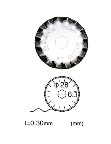 2 lames de rechange festonnées pour cutter rétractable NT Cutter 28 mm
