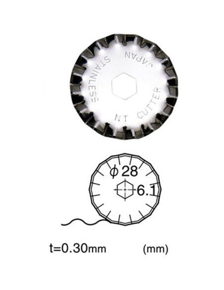 2 lames de rechange festonnées pour cutter rétractable NT Cutter 28 mm
