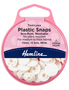 Boutons pression magiques sans pince 13 mm - Blanc