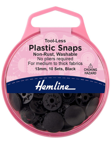 Boutons pression magiques sans pince 13 mm - Noir