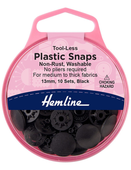 Boutons pression magiques sans pince 13 mm - Noir