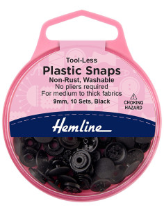 Boutons pression magiques sans pince 9 mm - Noir