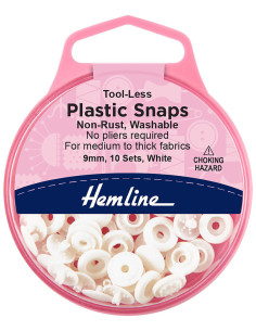 Boutons pression magiques sans pince 9 mm - Blanc