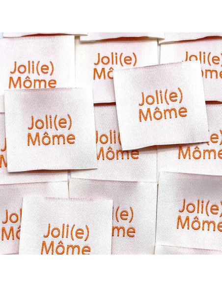 Lot de 5 étiquettes tissées à coudre Joli(e) Môme crème