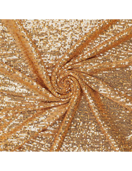 Tissu stretch sequins - Doré