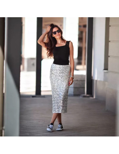 Tissu stretch sequins - Argent