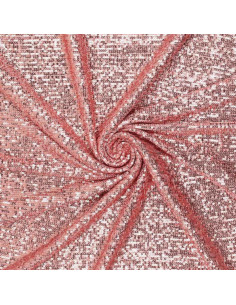Tissu stretch sequins - Rose