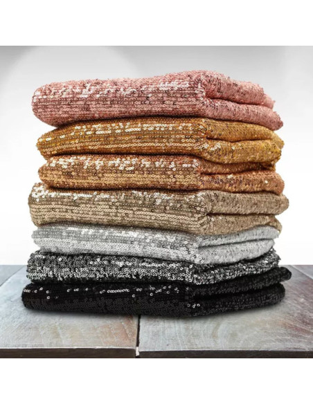 Tissu stretch sequins - Noir