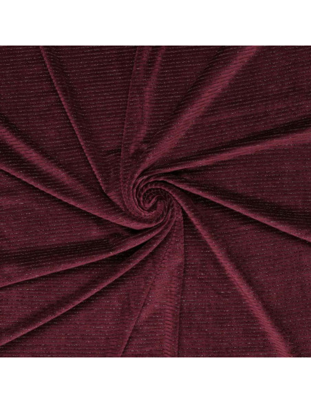 Tissu velours rayé lurex - Bordeaux