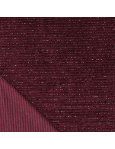 Tissu velours rayé lurex - Bordeaux